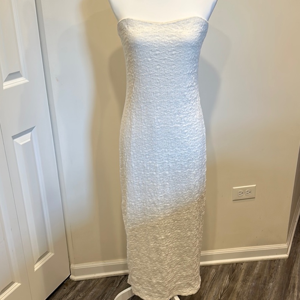 Bar III Strapless Textured White Dress